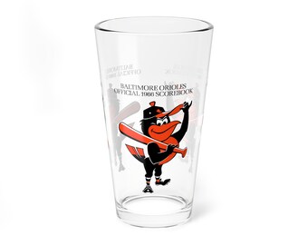 1966 Baltimore Orioles Baseball Scorecard Cover -  Pint Glass, 16oz