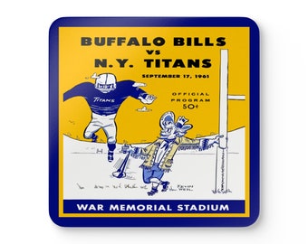 1961 Vintage Buffalo Bills-New York Titans Football Program Cover  - Corkwood Coaster Set