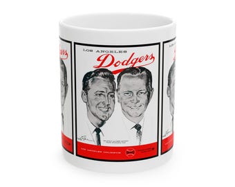 Baseball Dodgers Ceramic Mug, Vintage Sports Memorabilia Drinkware, Vin and Jerry Fan Gift, Collectible Tea Cup, 11oz 15oz, 60s Baseball Mug