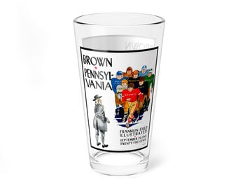Vintage 1945 Football Brown Pennsylvania Mixing Glass, 16oz - Retro Sports Barware, Football Fan Gift, Game Day Glass, Sports Memorabilia,