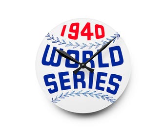 Vintage Baseball World Series Acrylic Wall Clock, Sports Fan Gift, Unique Home Decor, Man Cave Clock, Custom Sports Clock