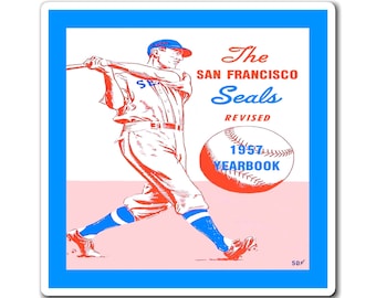 1957 Vintage San Francisco Seals Baseball Yearbook Cover - Magnets
