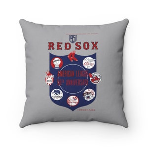 1951 Vintage Red Sox Baseball Program Cover- American League  -  Indoor Pillow