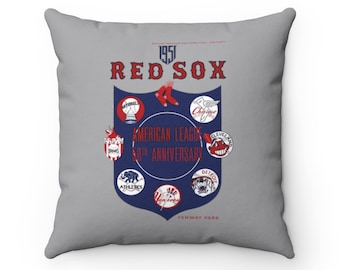 1951 Vintage Red Sox Baseball Program Cover- American League  -  Indoor Pillow