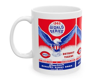 1940 Vintage Detroit Tigers - Cincinnati Reds Baseball World Series Program Cover - Ceramic Mug, 11oz