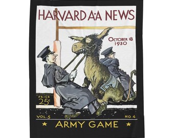 Velveteen Plush Blanket, Army-Harvard Football Program Cover, Cozy Throw, Vintage Sports Decor, Warm Bedding, Home Accent