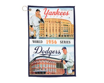 Vintage 1956 Baseball World Series Golf Towel - Yankees-Dodgers Memorabilia, Sports Towel, Golf Accessory, Golf Gift, Golf Decor