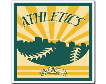 Magnets, Baseball Oakland Athletics - City Poster, Fridge Magnets, Refrigerator Decor, Sports Fan Gift, Team Memorabilia, Locker Decoration