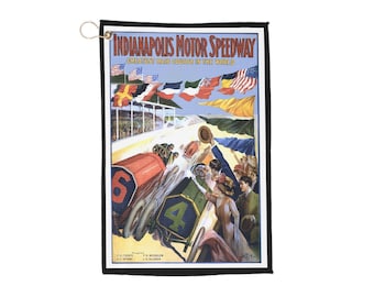 Vintage 1909 Racing Indy 500 Golf Towel - Perfect for Golf Enthusiasts, Collector's Item, Sports Fan Gift, Indy 500 Memorabilia, Golf