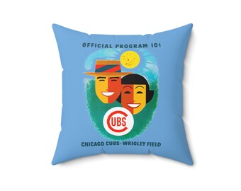1956 Vintage Cubs Baseball Program Cover - Indoor Pillow