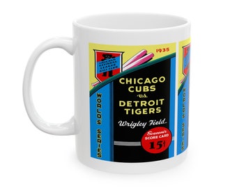 1935 Vintage Detroit Tigers - Chicago Cubs World Series Baseball Program Cover - Ceramic Mug, 11oz