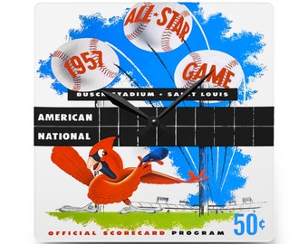 1957 Vintage St Louis Cardinals - All-Star Baseball Game Program Cover   - Acrylic Wall Clock