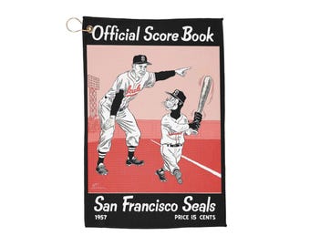 Vintage Baseball Golf Towel - 1957 San Francisco Seals, Sports Towel, Retro Golf Gift, Golfing Accessory, Golf Club Towel