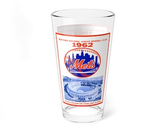 Mixing Glass, 16oz - Vintage 1962 Baseball New York Mets Shea Stadium Souvenir, Gift for Sports Fans, Barware Decor, Baseball Memorabilia,