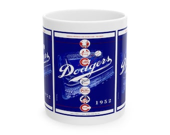 Vintage 1952 Baseball Brooklyn Dodgers Ceramic Mug, 11oz, 15oz - Gift for Sports Fans, Baseball Memorabilia, Collectible Cup, Sports Decor,