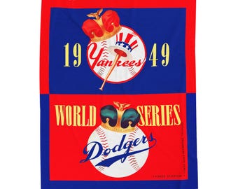 Throw Blanket 1949 Baseball World Series Dodgers Yankees Fan Gift, Stadium Game Night Decor, Cozy Sofa Couch Bedding, Vintage Sports