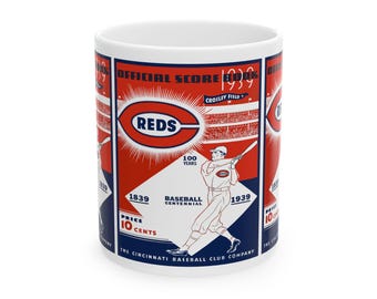 Ceramic Mug, Vintage 1939 Baseball Cincinnati Reds Cup, Gift for Sports Fan, Baseball Memorabilia, Baseball Fan Mug, Unique Sports Gift,