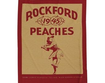 1945 Vintage Rockford Peaches Baseball Yearbook Cover - Velveteen Plush Blanket