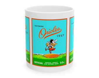 1957 Vintage Baltimore Orioles Program Cover - Ceramic Mug, 11oz