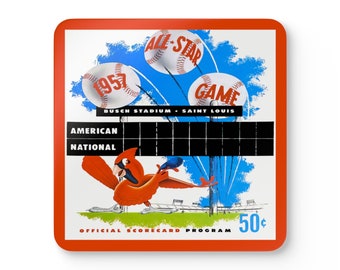1957 Vintage St Louis Cardinals - All-Star Baseball Game Program Cover - Corkwood Coaster Set