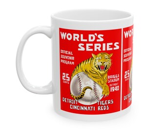 Baseball World Series Ceramic Mug, 1940 Detroit Tigers vs Cincinnati Reds Gift, Sports Fan Coffee Cup, Baseball Memorabilia, 11oz 15oz