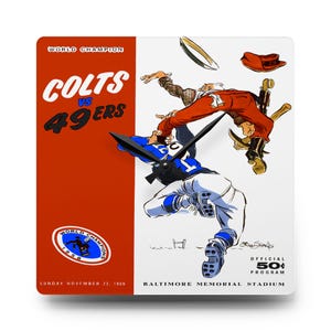 Football Acrylic Wall Clock,  1959 Football San Francisco 49ers - Baltimore Colts, Sports Decor, Unique Gift, Man Cave Clock, Home Decor