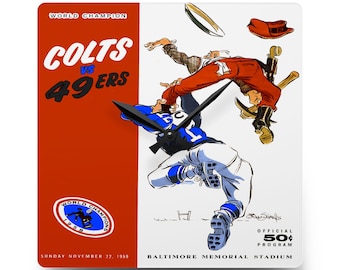 Football Acrylic Wall Clock,  1959 Football San Francisco 49ers - Baltimore Colts, Sports Decor, Unique Gift, Man Cave Clock, Home Decor