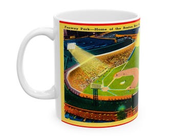 Vintage Boston Red Sox Ceramic Mug, Fenway Park Postcard Design, Baseball Fan Gift, Sports Memorabilia, Coffee Cup, Tea Mug, Red Sox
