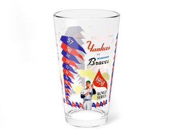 1958 Vintage Milwaukee Braves - New York Yankees World Series Program Cover -  Pint Glass, 16oz