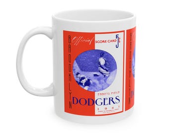 Baseball Mug, Vintage Sports Cup, Ebbets Field Fan Gift, 1941 Brooklyn Dodgers, Ceramic Coffee Mug, 11oz 15oz Tea Cup