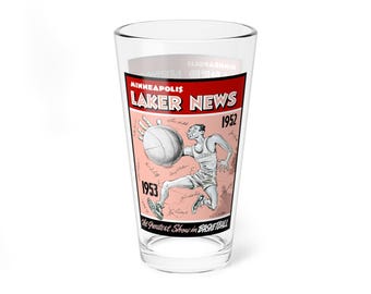 Glassware, Vintage 1952-1953 Minneapolis Basketball Program Mixing Glass, Retro Kitchen Decor, Sports Memorabilia Gift, Barware Collectible,