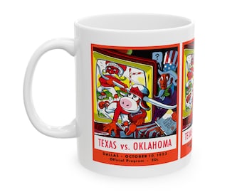 1953 Vintage Oklahoma Sooners - Texas Longhorns Football Program Cover - - Ceramic Mug, 11oz