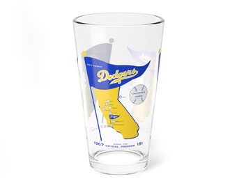 1967 Vintage Santa Barbara Dodgers Baseball - California League -  Pint Glass, 16oz