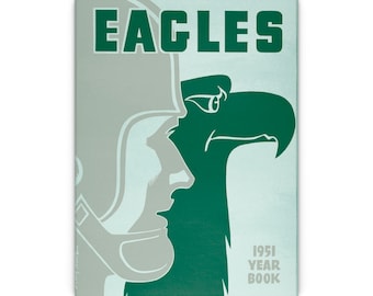 1951 Vintage Philadelphia Eagles Football Yearbook - Glass Cutting Board