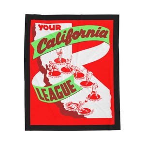 Velveteen Plush Blanket, Baseball Blanket, Sports Blanket, Baseball Fan Gift, California League Memorabilia, 1949 Baseball Throw