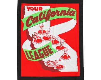 Velveteen Plush Blanket, Baseball Blanket, Sports Blanket, Baseball Fan Gift, California League Memorabilia, 1949 Baseball Throw