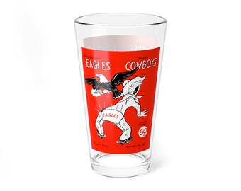 Mixing Glass, 16oz - 1961 Football Eagles-Cowboys, Vintage Sports Memorabilia Barware, Eagles-Cowboys Fan Gift, Football Collector's Glass,