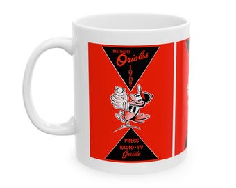 Ceramic Mug, 11oz - 1962 Baseball Baltimore Orioles Media Guide, Gift for Baseball Fans, Sports Memorabilia, Vintage Sports Decor, Baseball