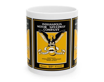 Vintage Indianapolis 500 Racing Ceramic Mug, 11oz - 1925 Program Cover, Gift for Racing Fans, Coffee Cup, Tea Mug, Kitchen Decor,
