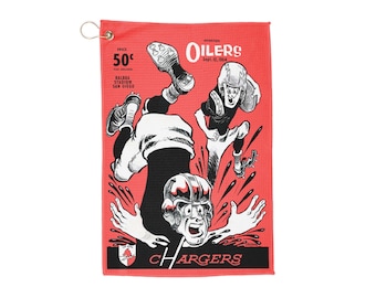 Vintage Football Golf Towels, 1964 Houston Oilers-San Diego Chargers Sports Towel, Golf Accessories, Golf Gift, Golf Gear, Golf Lovers Gift,