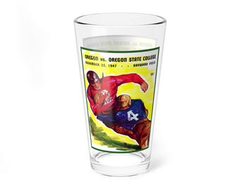 Mixing Glass, 16oz - 1947 Vintage Oregon State College- University of Oregon Ducks Football Program, Drinkware, Gift for Sports Fans, Home