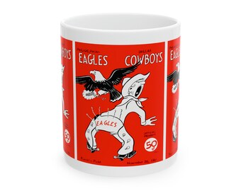1961 Vintage Dallas Cowboys - Philadelphia Eagles Football Program Cover - Ceramic Mug, 11oz