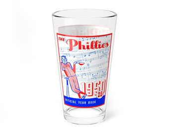 Mixing Glass, 16oz - 1950 Philadelphia Phillies Baseball Fan Gift, Baseball Memorabilia, Vintage Sports Glassware, Phillies Fan Collectible,