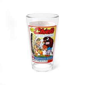 Mixing Glass, 16oz - Buffalo Bills vs Kansas City 1963 Football Game, Sports Fan Gift, Barware Decor, Football Enthusiast Mug, Football Game