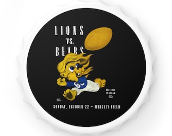 Vintage Design Bottle Opener, Detroit Lions Vs Chicago Bears 1944 Football Game, Sports Fan Gift, Barware, Man Cave, Tailgating Accessory