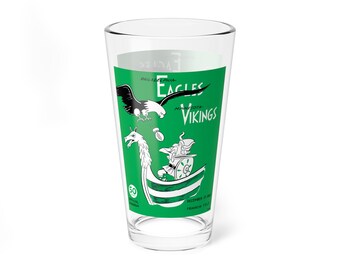 Mixing Glass, 16oz - Vintage 1963 Football Minnesota Vikings Philadelphia Eagles, Sports Fan Gift, Game Day Barware, Drinkware, Football