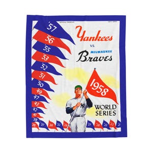 Vintage Baseball World Series Blanket, Yankee vs Braves 1958, Sports Fan Gift, Throw, Bedding Decor, Sofa Couch Cover, Home Decor