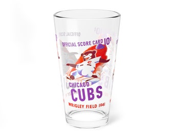 1941 Vintage Chicago Baseball Program Cover - Sliding Bear  -  Pint Glass, 16oz