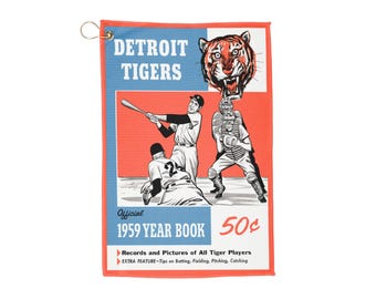 Vintage 1959 Baseball Detroit Tigers Golf Towel - Sports Team Memorabilia, Gift for Baseball Fans, Detroit Tigers Collectible, Retro Sports