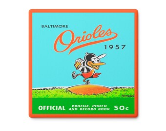 1957 Vintage Baltimore Orioles Baseball Program Cover - Soapstone Coaster Set (4)